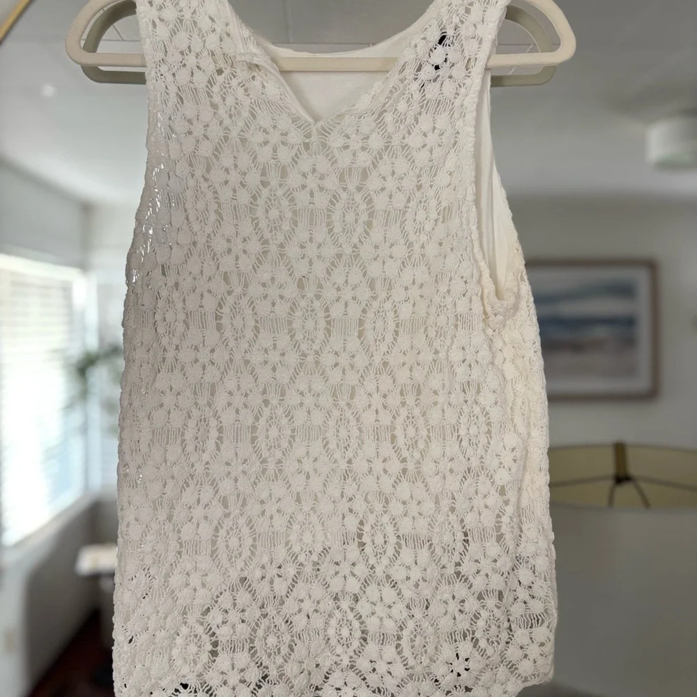 Mango White Crochet Tank Top - Picture 3 of 4